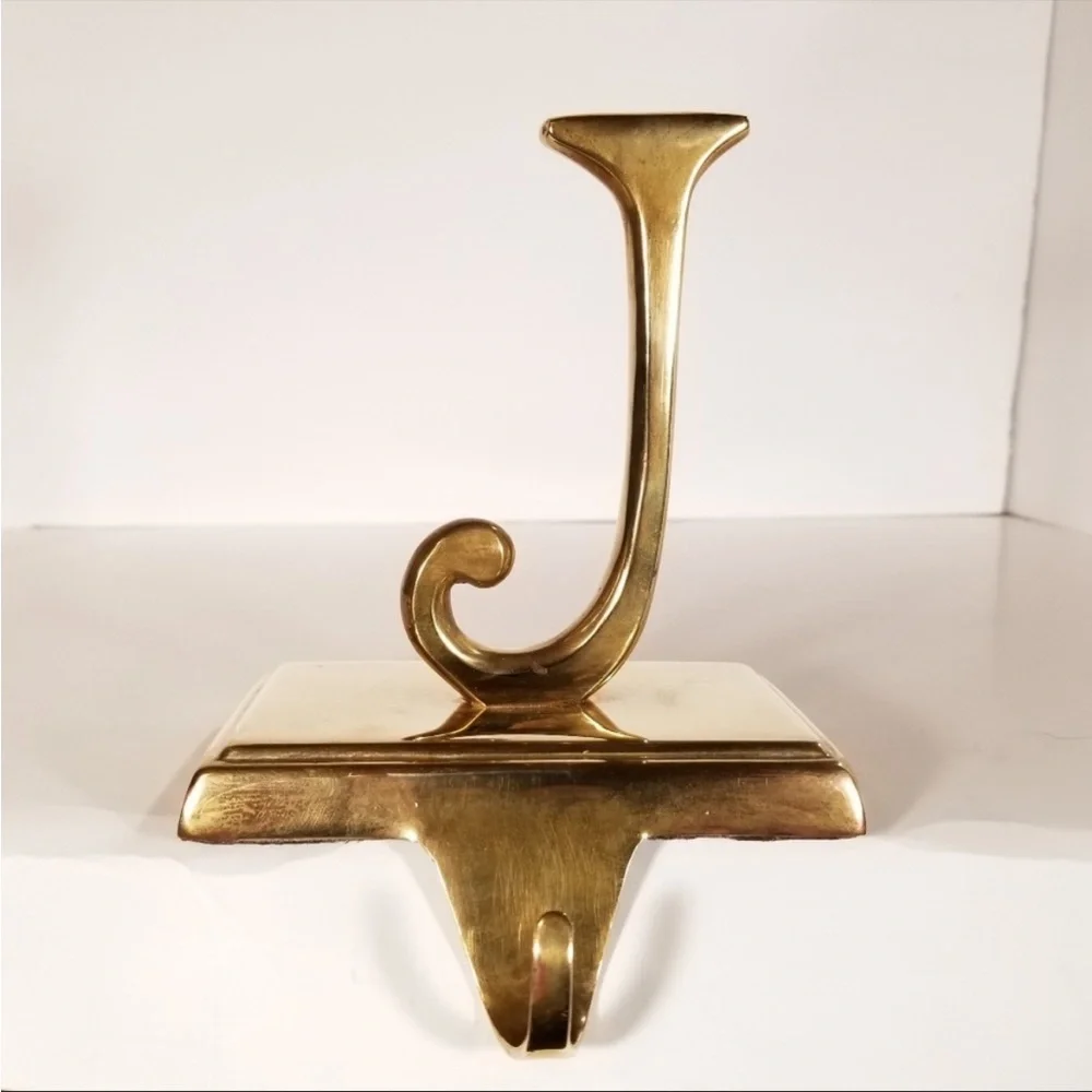 Pottery Barn “JOY” Stocking Holder Brass Gold Tone